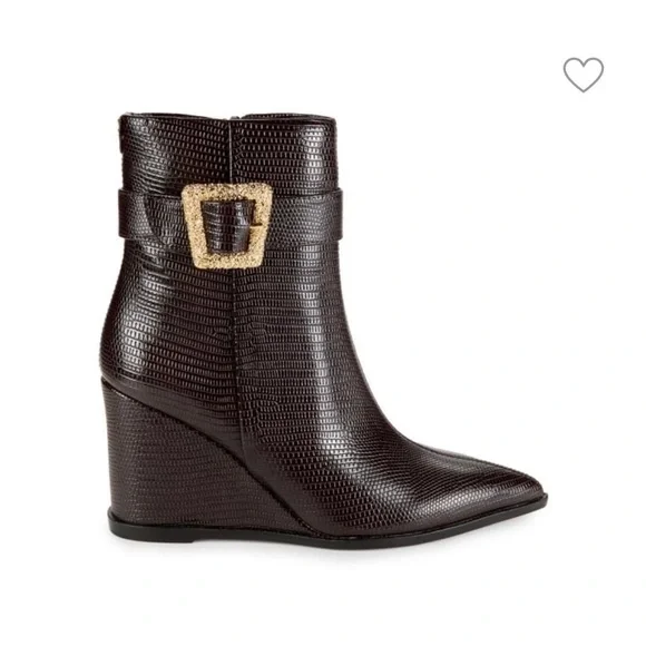 Sam Edelman Brown Gold Textured Ankle Boots